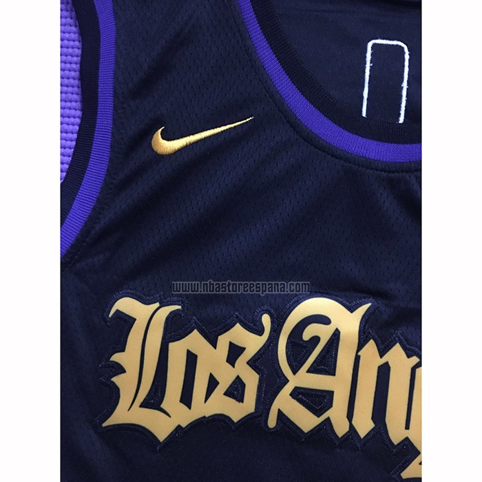 Camiseta Los Angeles Lakers Lebron James NO 23 Ciudad 2019-20 Negro
